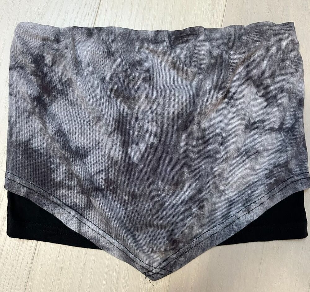 Kano Tube Top Comfy Festival Top Mottled Black Mesh Layer Indie Grunge Summer M